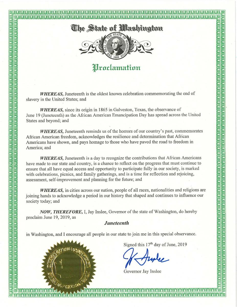 Juneteenth State of WA Proclamation